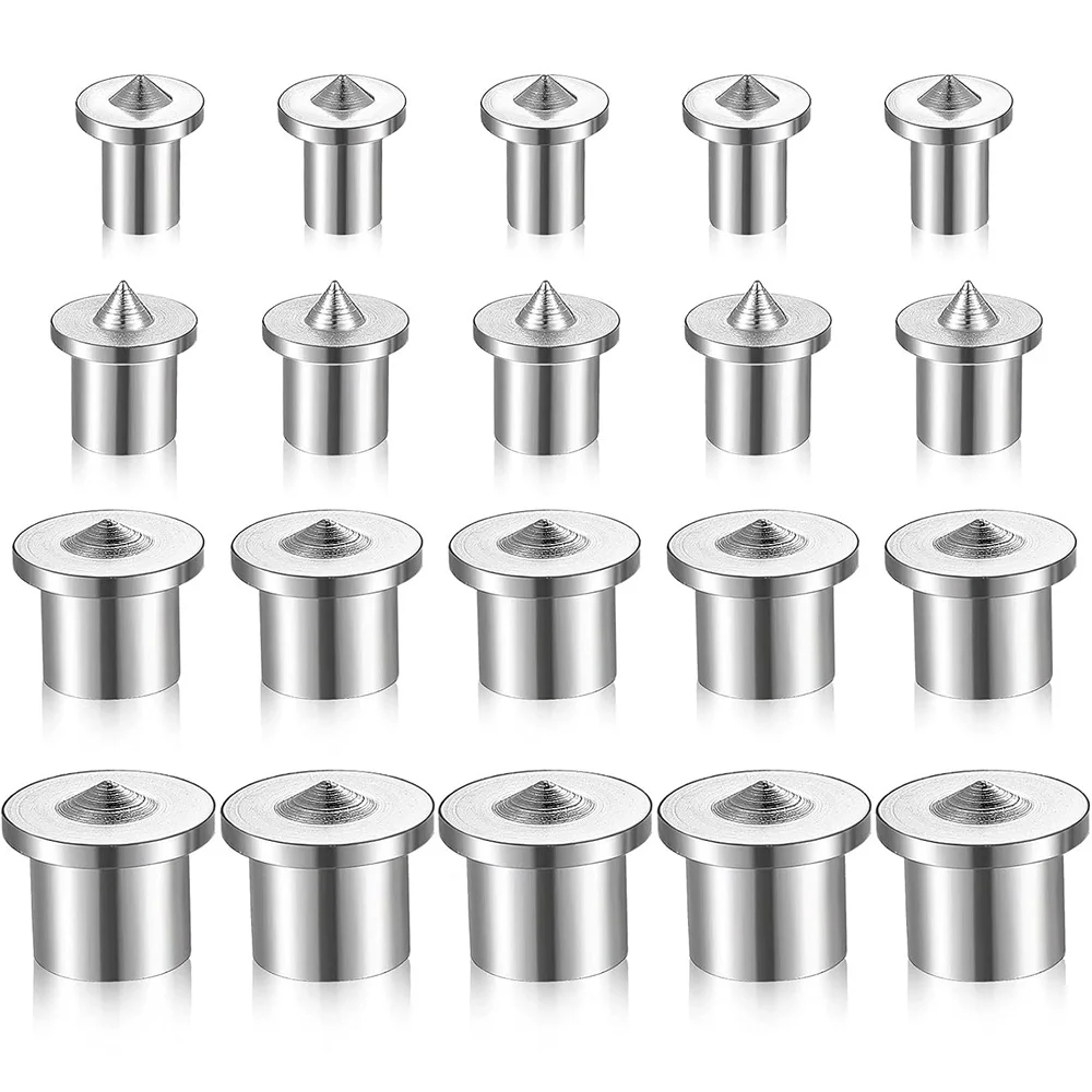 

20pcs Alloy Steel Dowel and Tenon Center Transfer Plugs 1/4 Inch Silver Durable 5x6mm 5x8mm 5x10mm 5x12mm Woodworking Dowel