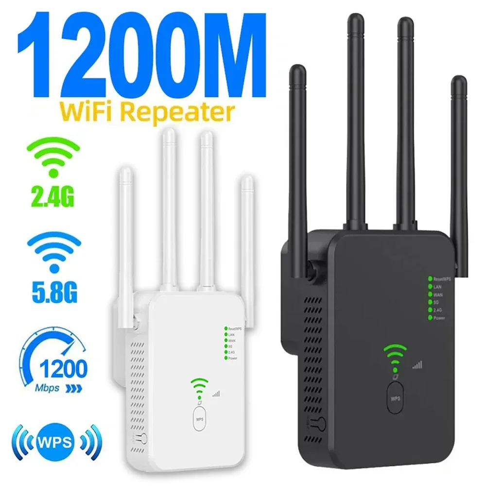 Router Wireless Repeater 1200Mbps Wifi Signal Booster Dual-Band 2.4G 5G Wifi Extender Gigabit Amplificatore Wifi Home Office Outdoor