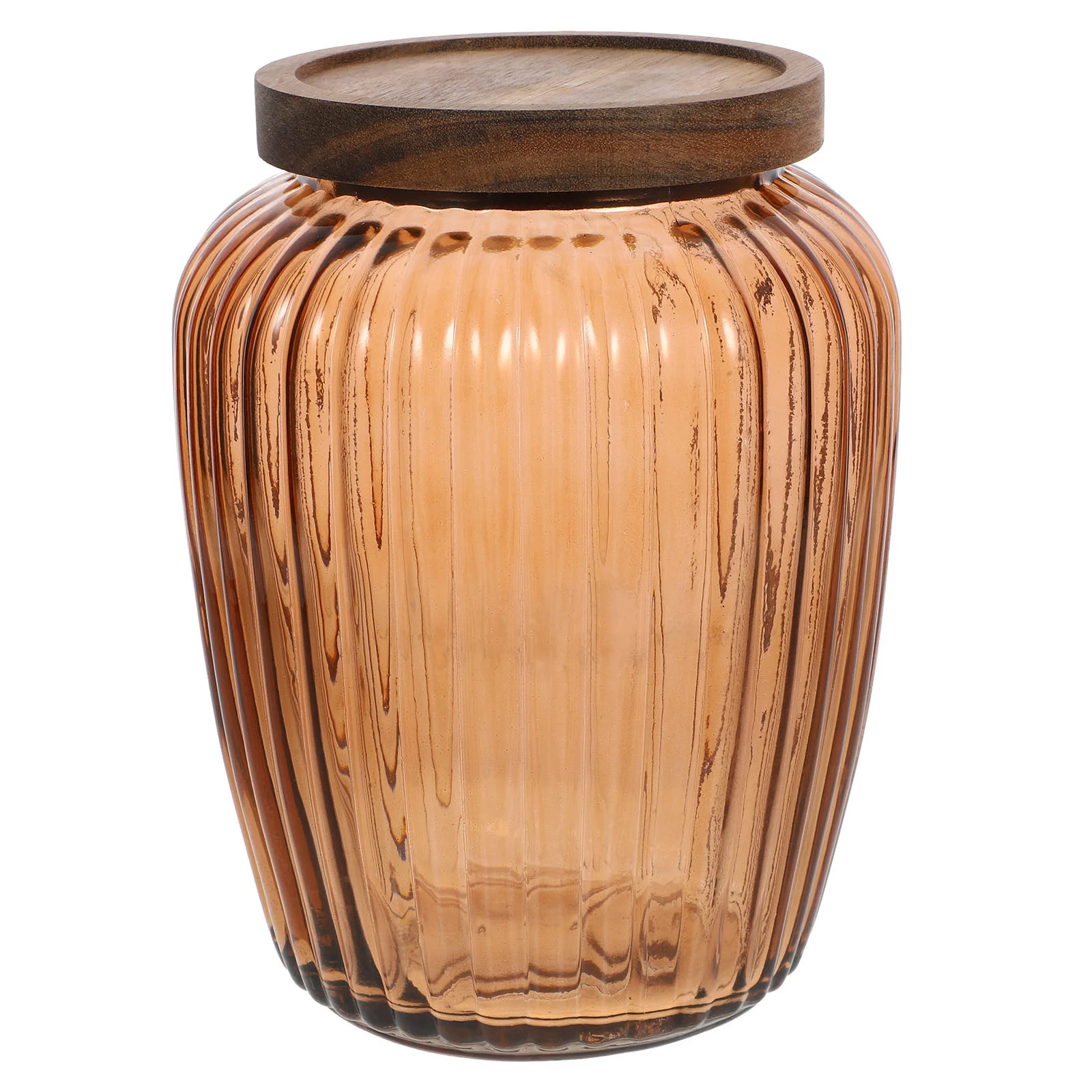 

Bean Food Storage Jar Tea Wood Lid Glass Dried Fruit Food Containers With Lids Sealed Kitchen Canisters Grain Tank Food
