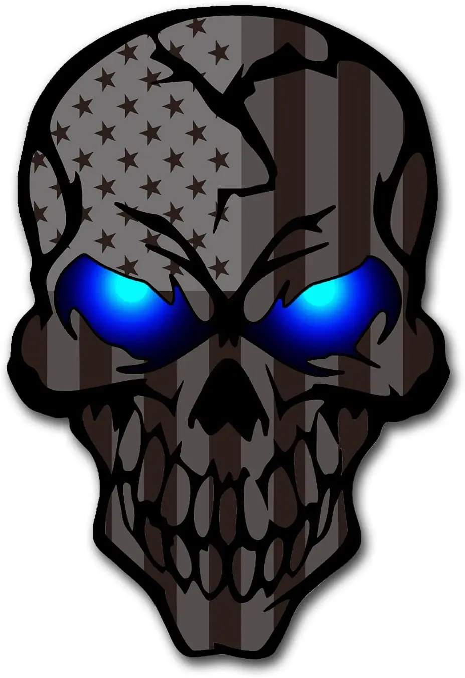 For Skull With Reflective Eyes American Flag Vinyl Decal Stickers