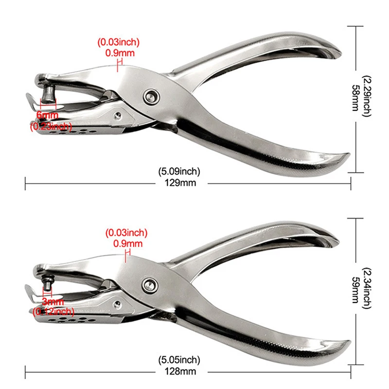 Round Hole Punch Cutter Set Hole Punch Cutter Set Round Hole Punch Set Single Hole Puncher Metal 3mm/6mm Pore Diameter Punch Pliers Hand Paper Scrapbooking Punches