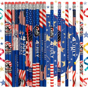 Matite HB a tema elemento americano 12 pezzi/24 pezzi/36 pezzi/48 pezzi con punte di gomma per disegnare e scrivere
