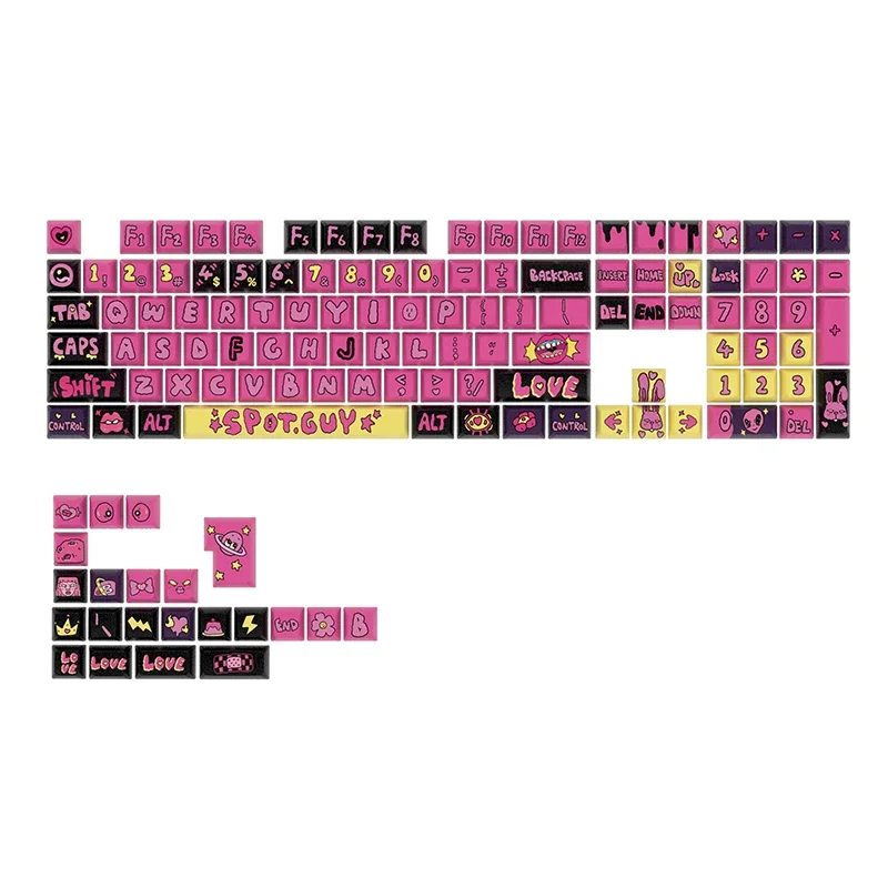 Echome-letras Grandes Keycaps Dye Subbed Keycaps Design Original Teclado Mecânico Graffiti Perfil Mda 130 Chaves Pbt - Imagem 3