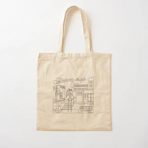 

Welcome To Kyoto Cotton Canvas Bag Grocery Foldable Printed Shopper Unisex Reusable Tote Ladies Shoulder Bag Travel Fabric