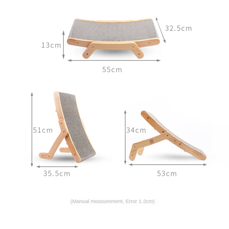 Cat Scratching Post 3 In 1 Wooden Cat Scratcher Scraper Detachable Lounge Bed for Cats Training Grinding Claw Toys