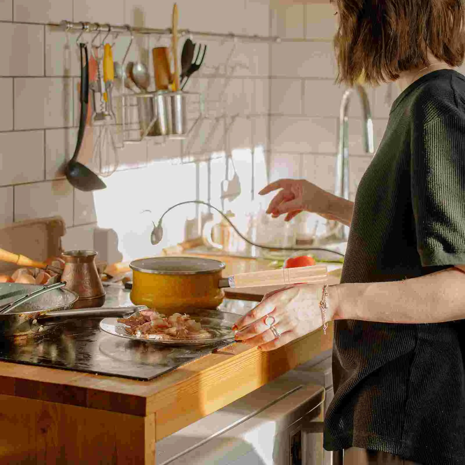 Cookware Accessories Pot Handle Ergonomic Solid Wood Spatula Handle Universal Wooden Pot Handle Replacement Pan Grip Cookware Parts Kitchen Dining Bar