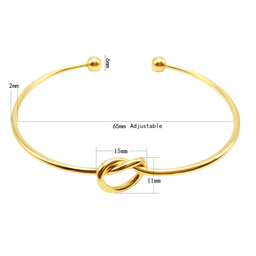 MEDFOLY Adjustable Gold Bangle Bracelet for Women 14K Gold Plated Forever Love Knot Infinity Bangle Bracelets Jewelry Gift 2