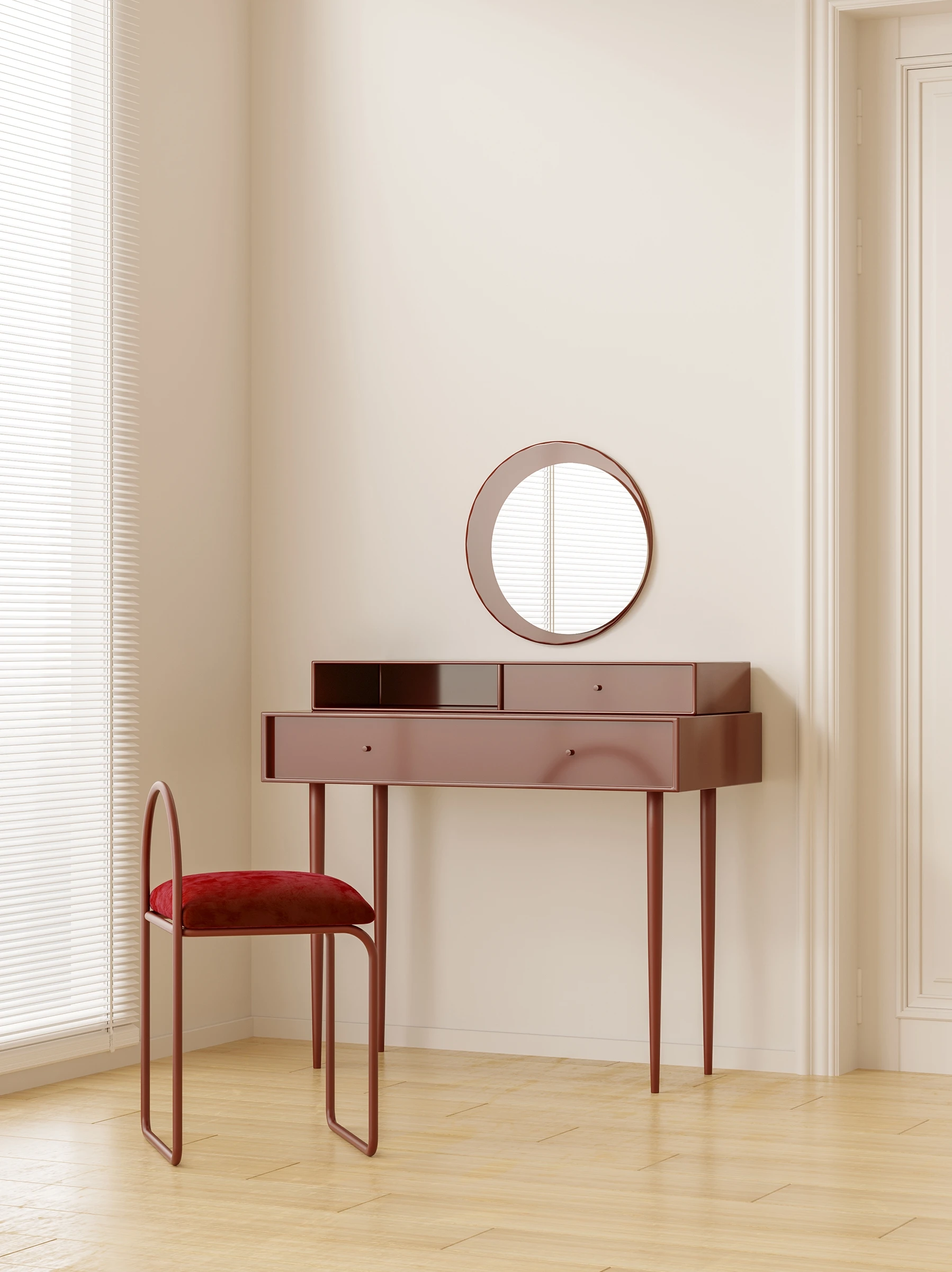 

Simple classic red dressing table, bedroom dressing table, storage box, dressing table, solid wood light luxury atmospheric