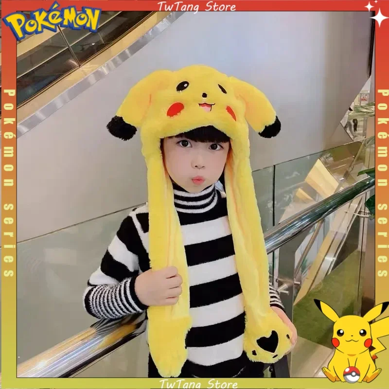 Baokemeng Cartoon Fisherman's Hat Pokemon Kawaii Pikachu Bonnet Male Hat Moving Rabbit Ears Pikachu Warm Hat Leisure Animal Hat 4