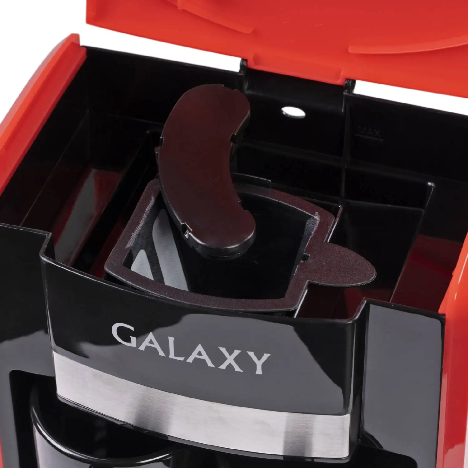 Кофеварка Galaxy GL 0708 (750 Вт; 2 чашки; съемный фильтр; автоотключение; мерная ложка; цвет: красный)