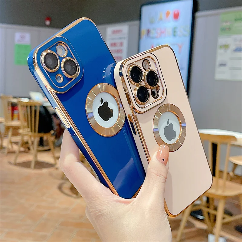 

Luxury Soft Electroplated Phone Case For iPhone 11 12 13 14 15 Pro Max XS X XR 7 8 Plus Mini Hollow Out Silicone Cases Cover new