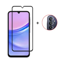 6 - in - 1 Full Cover Tempered Glass Screen Protector with 9H Lens Film - Galaxy A15 (1 Glass 1 Lens)