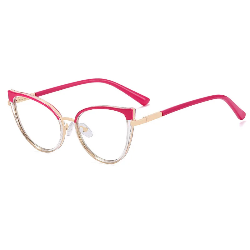 

2024TR90 New Women's Cat Eye Anti Blue Light Eye Frame Fashion Retro Ultra Light Full Frame Computer Literature Glasses