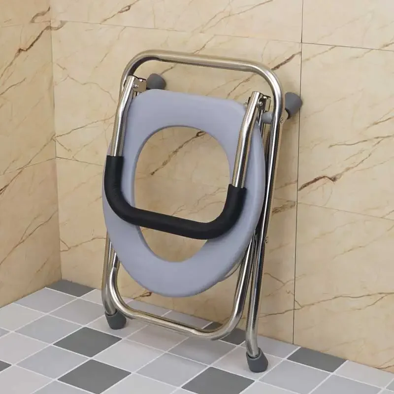 Stainless Steel Portable Toilet Stool Foldable Seat for Seniors Pregnant Women's Commode Splash-Proof Travel Restroom Seat