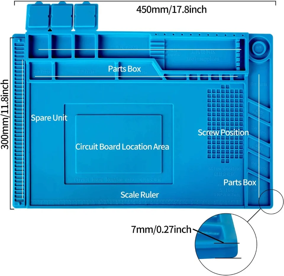 Housoutil Tappetino per Riparazione Cellulare Termico Tappetino Magnetico in Silicone Tappetino per Saldatura per Riparazione Computer Mobile Non-Sky-Workbench