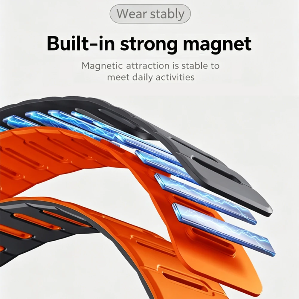 Magnetic Loop Strap - Versatile Silicone Watch Band Accessories, Available in 20mm and 22mm Sizes