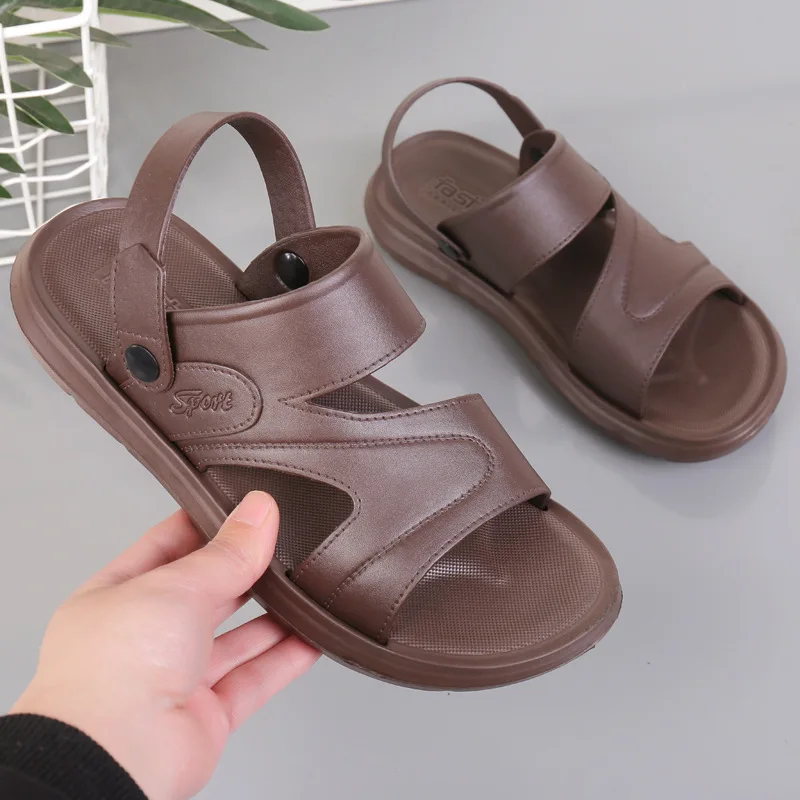 

Fashion Summer Men Sandals Solid Color Flat Sandals Leisure Antiskid Man Slippers Male Casual Outside Beach Mens Shoes Sandalias