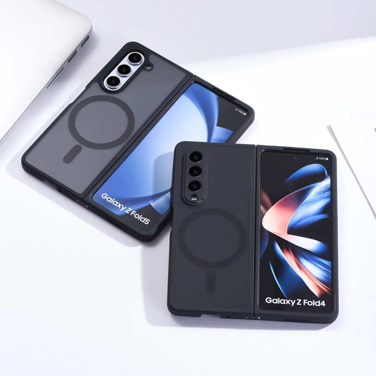 For Samsung Galaxy Z Fold 5 4 Magsafe Case Skin Friendly Matte Black Magnetic Wireless Charging Soft Silicone Shockproof Cover