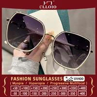 CLLOIO Polygonal Large Frame Prescription Reading Sunglasses Summer Travel Beach Driving Myopia Glasses Women Luxury Eyeglasses 1