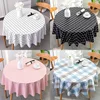 PVC Waterproof Table Cloth Oil Proof Wipeable Round Tablecloth Print Table Cover Desk Cloth for Kitchen Garden Dining  Wedding 1