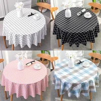 PVC Waterproof Table Cloth Oil Proof Wipeable Round Tablecloth Print Table Cover Desk Cloth for Kitchen Garden Dining  Wedding 1