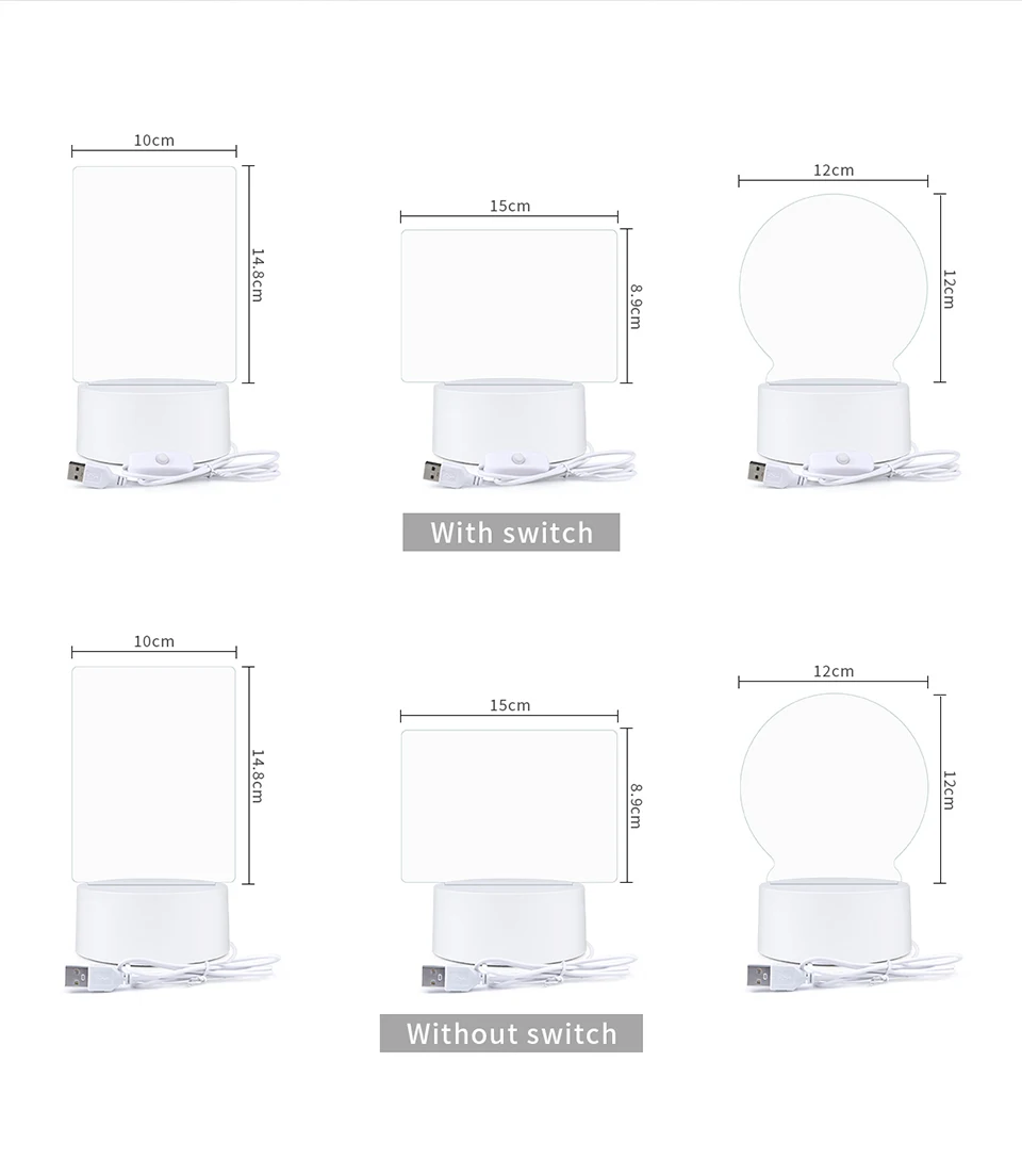 Description Picture 3 of itemHandmade Writing Board Decorative Ornament Acrylic 3D Visual Desk Lamp Creative LED Writing Board Notepad Girlfriend Boys Gift