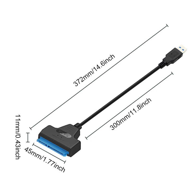 타입 C/USB 3.0 - SATA III 핀 케이블 어댑터 라인 HDD SSD 연결 코드 와이어 (2.5인치 하드 디스크 드라이브용, 솔리드 디스크 드라이브용)
