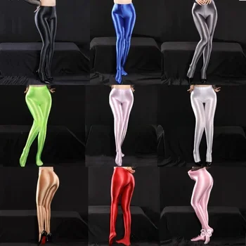 Sottile trasparente oleoso lucido cavallo tuta leggings danza pantaloni yoga leggings sport donna fitness leggings donna