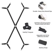 2pcs Adjustable Triangle Elastic Suspenders Gripper Holder Straps Clip for Bed Sheets Mattress Covers Sofa Cushion Band Belt 6