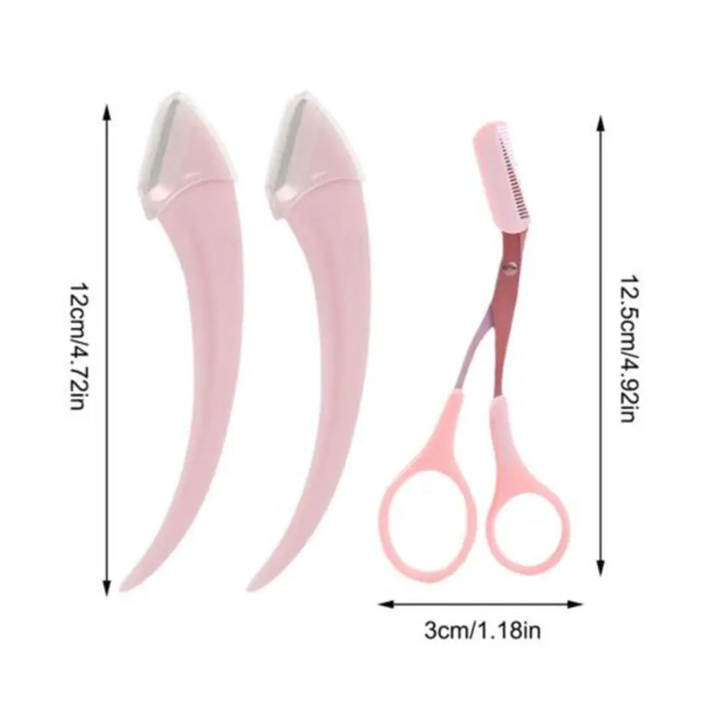 Facial Hair Removal Eyebrow Clipper Comb Female Eyebrow Trimming Eyebrow Scissors with Comb Eyebrow Trimmer Set Makeup Tools