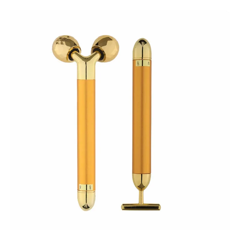 Multi-function Beauty Face Care Device 24k Facial Massage Stick Roller 3D Golden Energy Bar Vibrating Massager for Beauty Tool