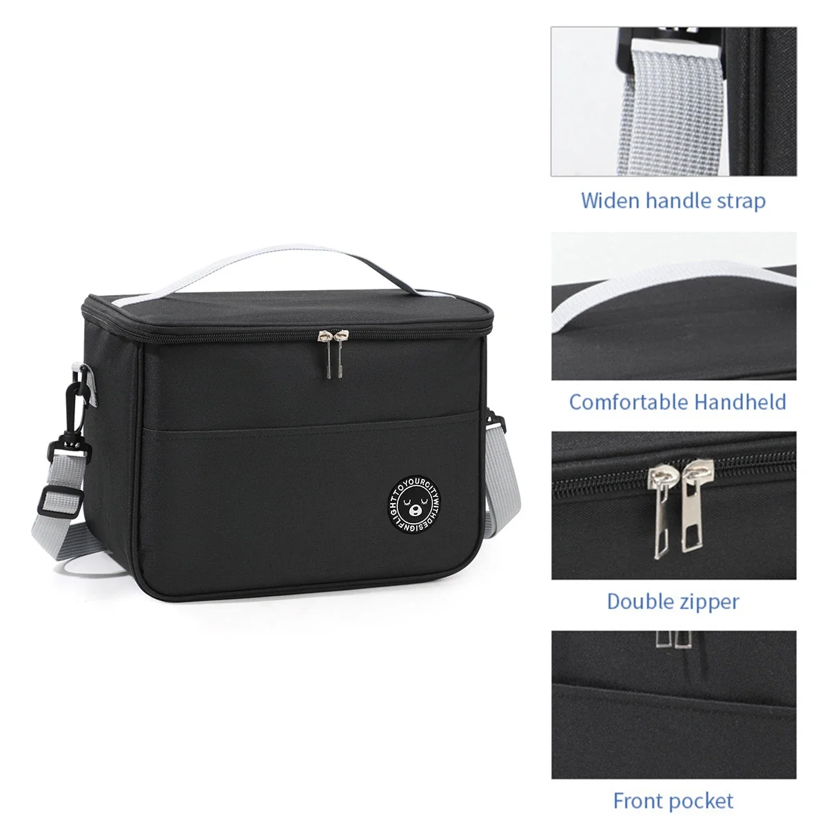 Wasserdichte tragbare Lunchtasche, Lebensmittel-Thermobox, langlebige Bürokühler-Lunchbox mit Schultergurt, Picknicktasche für Paare, Unisex – Detail 3