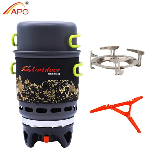 APG Camping Cookware Bowl Pot Pan Tableware Combination Gas Cooking System Outdoor Cooker Portable Gas Stove Propane Burners 1