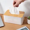 Wooden Cover Tissue Box Holder Kitchen Restaurant Home Simple Desktop Plastic Storage Boxes 5