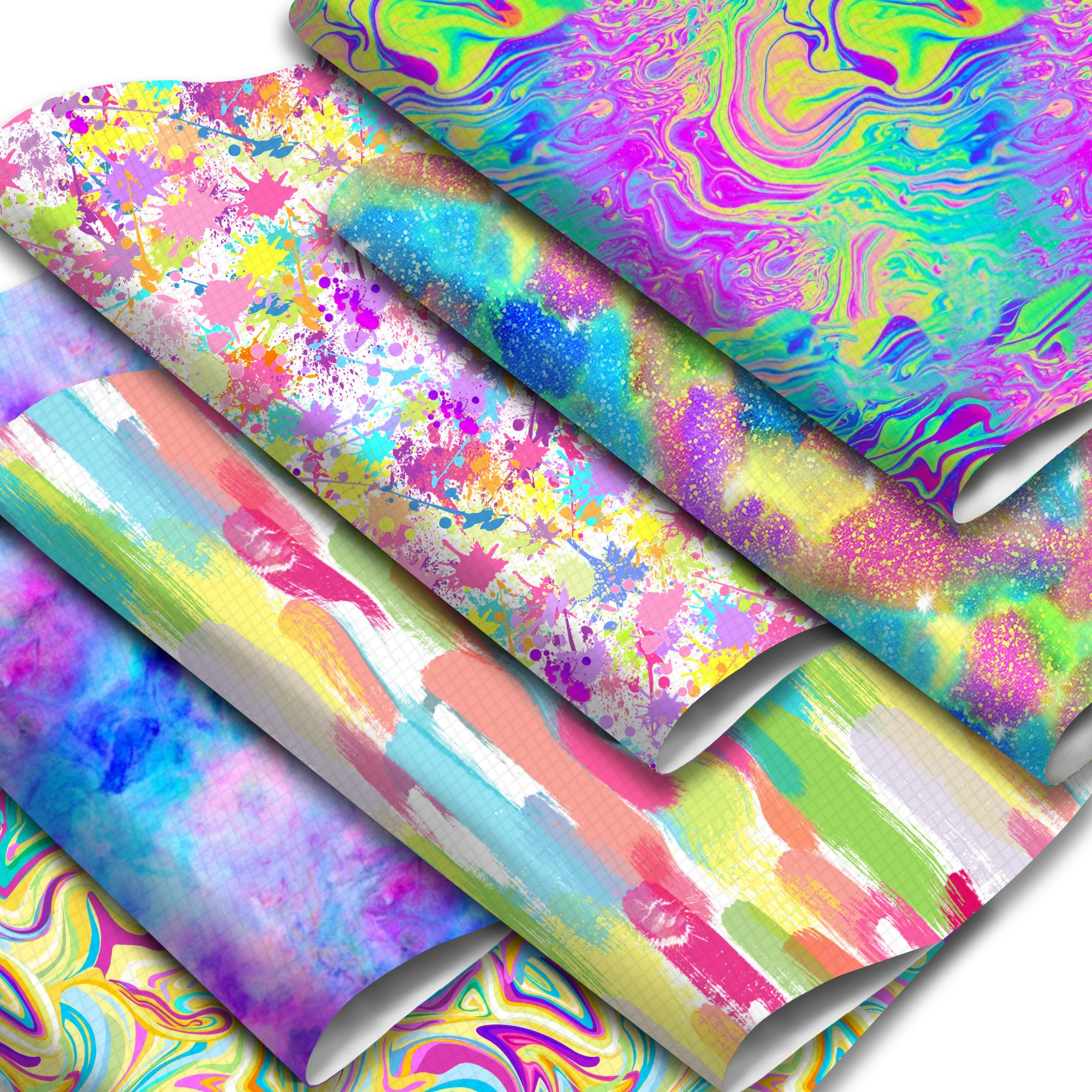 Tie Dye Theme Faux Leather Sheets for DIY Earrings Hair Bows Garments