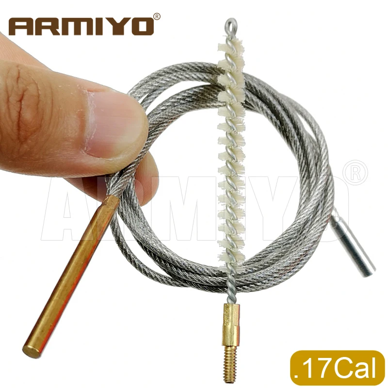 Armiyo Tactical .17Cal 4.5mm Pipeline Cleaning Hunting Gun Brush Brass Patch Holder Barrel Mop Cotton Kit 3mm Iron Draw Cable