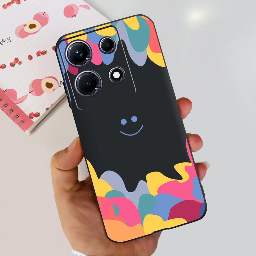 Black Silicone Cute Cat Cartoon Painted Case - Fashionable Protective Bumper Cover