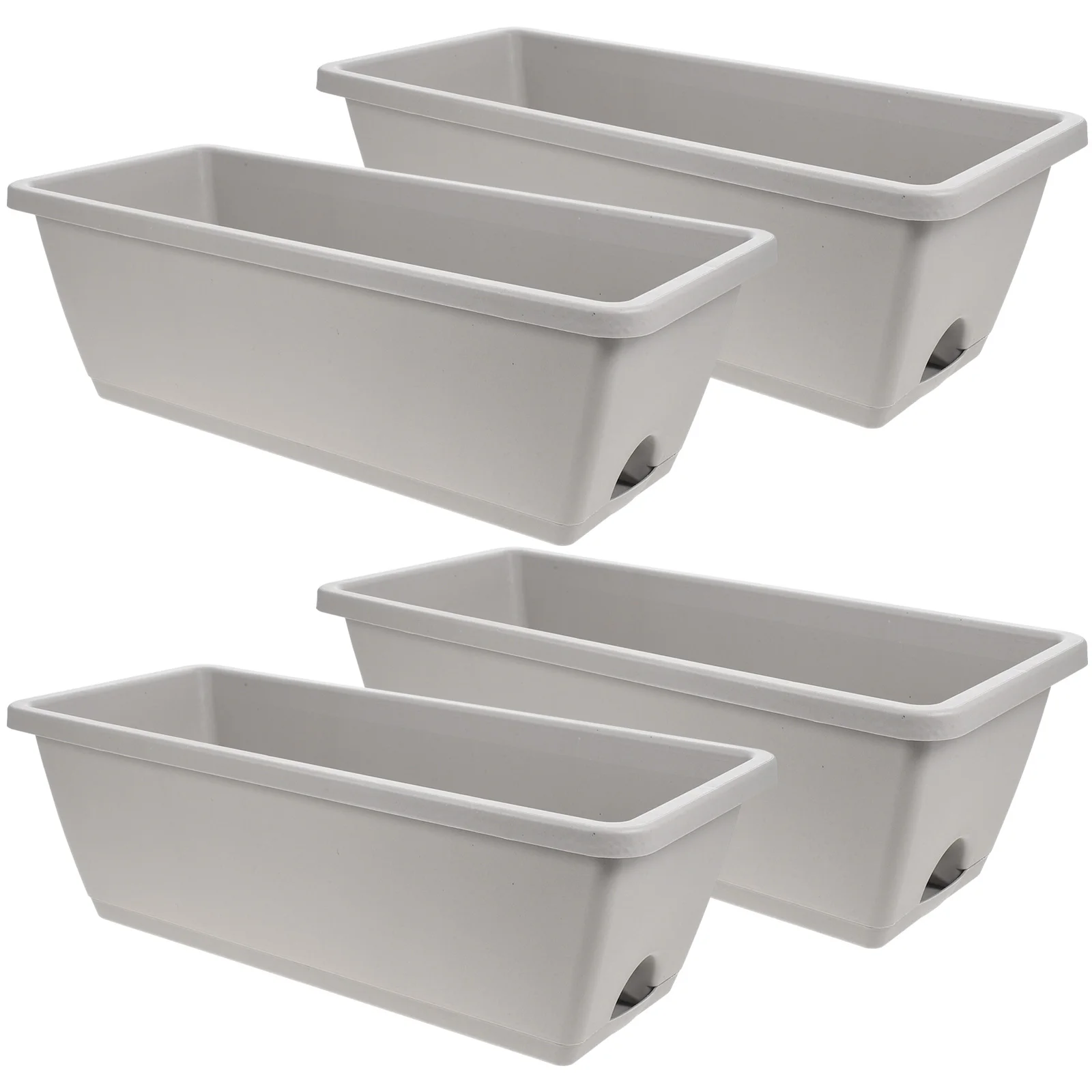 

4 Sets Household Window Frame Pot Plant Pots Rectangular Flower Flowerpot Garden Planting Resin with Tray Windowsill