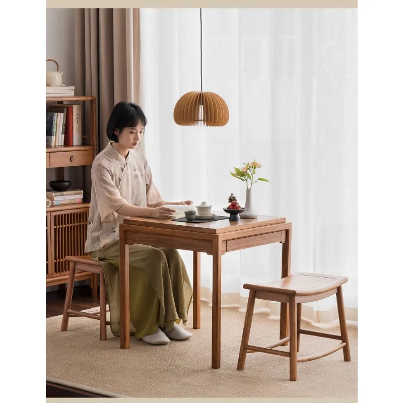 

Balcony Tea Table Household Small New Chinese Retractable Balcony Small Tea Table Tea Making Eight-Immortal Table