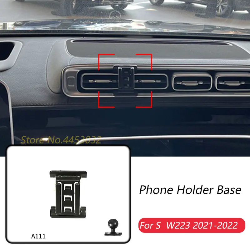 

Car Phone Holder Base Special Mounts For Mercedes Benz S W223 2021-2022 Fixed Air Outlet Bracket Accessories With Ball Head 17mm