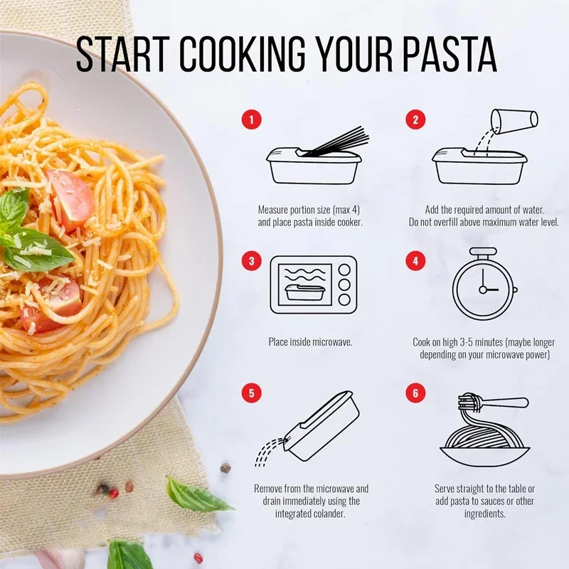 Microwave Pasta Cooker Microwaveable Pasta Cooker Spaghetti For Cook Fast Vegetable Steamer Dishwasher BPA Free