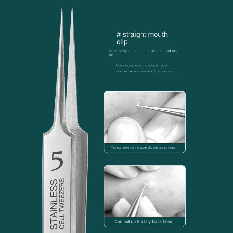 Blackhead Remover Acne Remover German Ultra-fine No.5 Cell Pimples Blackhead Clip 0.1mm Tweezers Black Dots Pore Cleaner Acne Needle Tool
