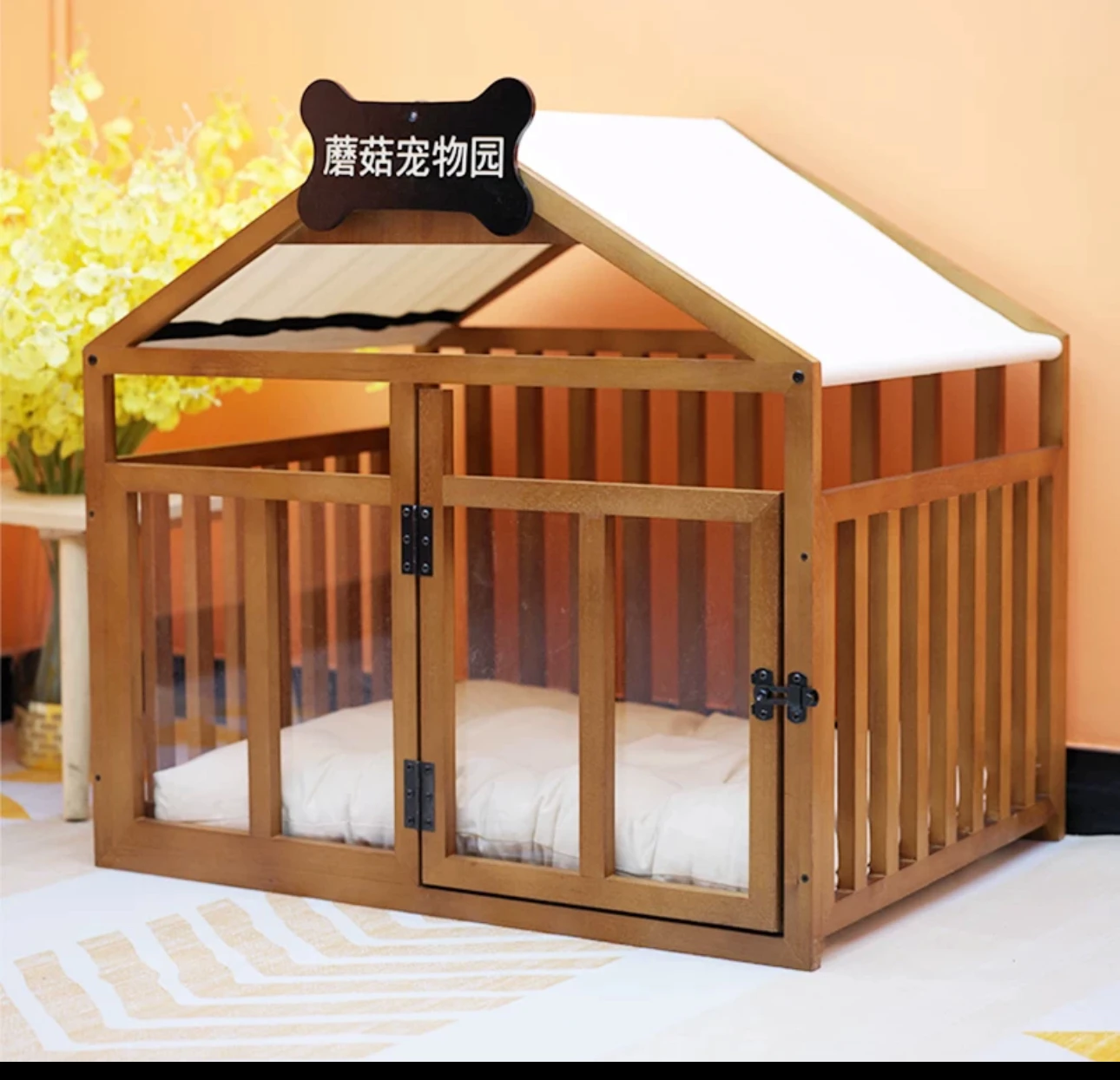 Dog House Indoor Solid Wood Dog House Upgrade and Floor Dog House Four Seasons General Removable and Washable Small and Medium