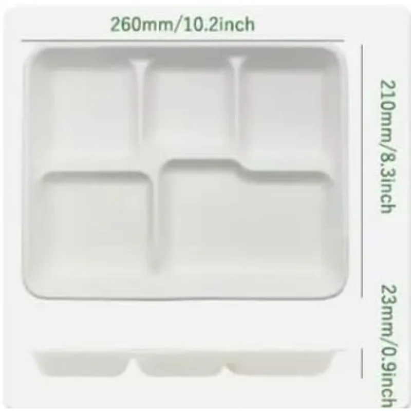 Compostable 5 Compartment Plates-Eco-Friendly, Disposable Sugarcane Trays 10.5 x 8.5 in. (125 Pack)