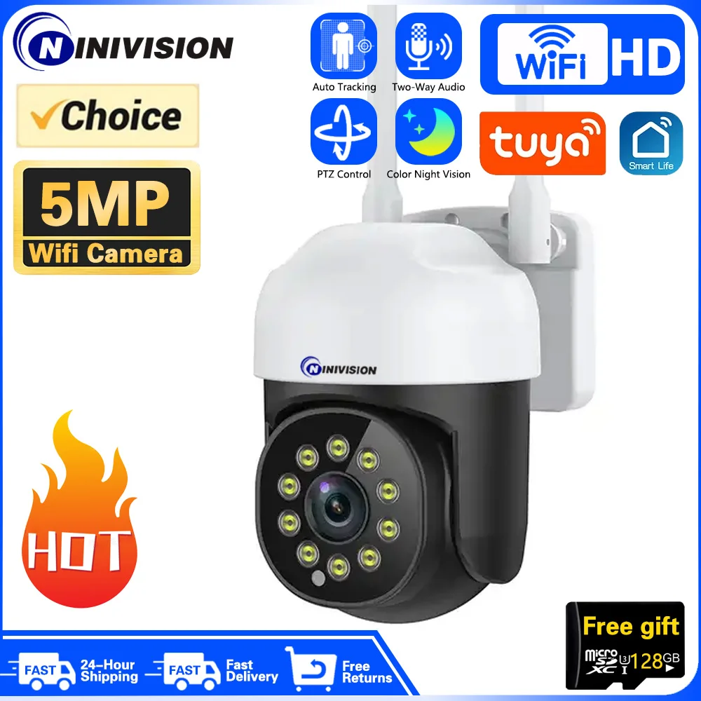 Smart Life 5MP WiFi Two Way Audio Security IP Camera Tuya App HD Smart Home PTZ Outdoor Home Wireless IP66 Surveillance CCTV Cam 1