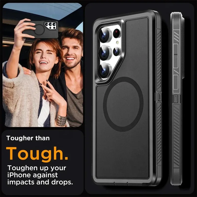 Premium Tough Matte Anti-Slip Case with Magnetic Wireless Charging Protector Cover