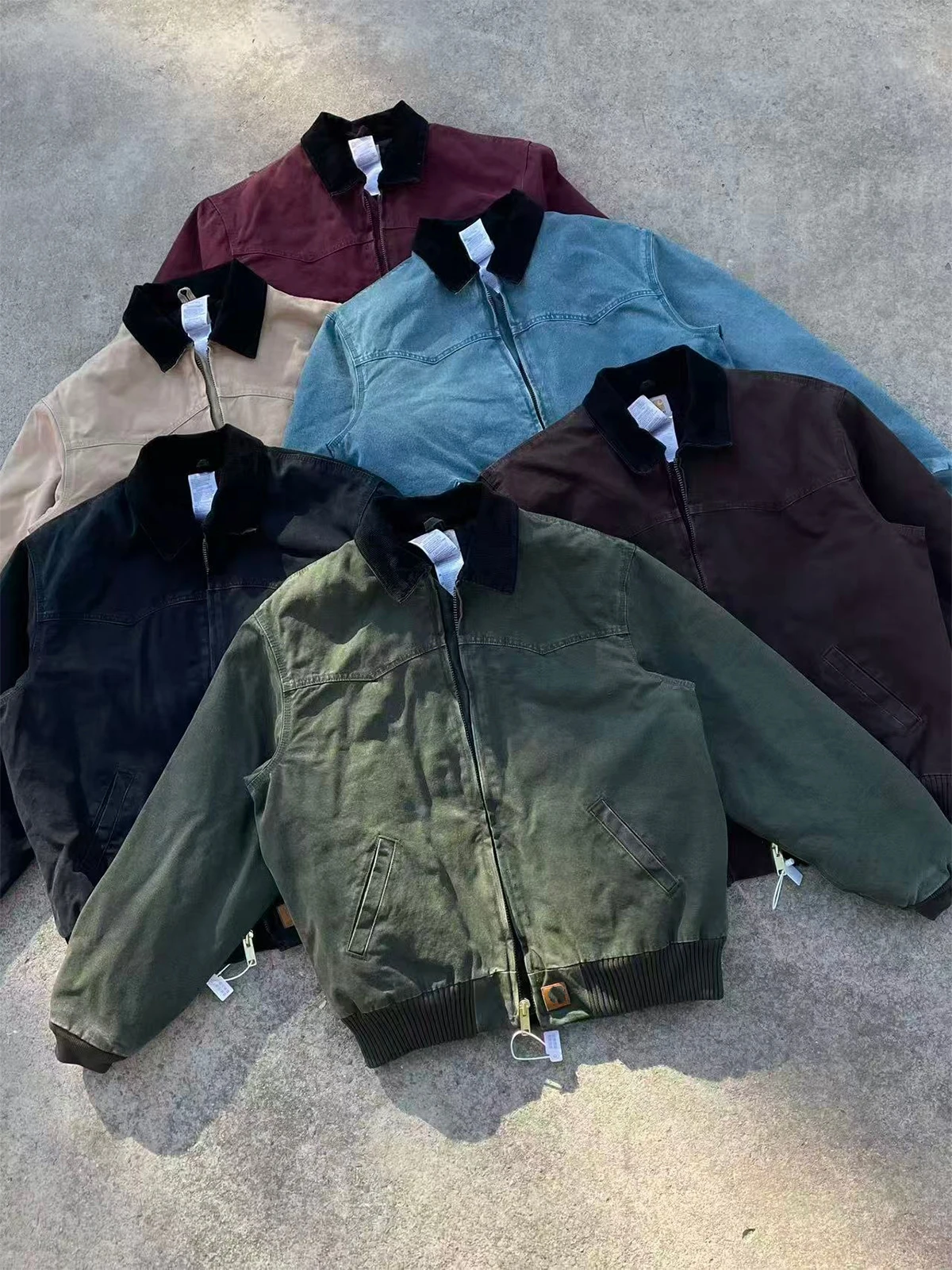 Heavyweight Canvas Waed Cotton Jaet Zipper Loose Fit Collared Coat Durable Youthful Warmth American Casual Sle