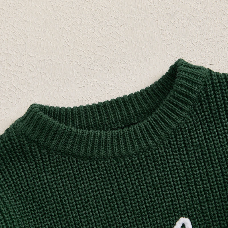 FOCUSNORM 0-7Y Herbst Winter Baby Jungen Mädchen Strickpullover 2 Farben Buchstaben Stickerei Rundhals Langarm Pullover Tops – Detail 8