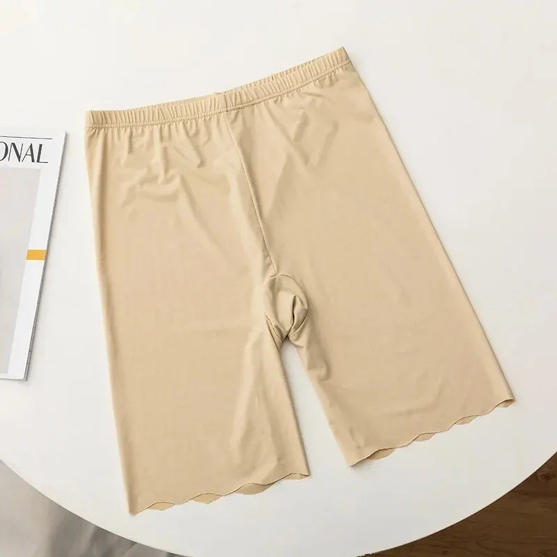 Seamless Ice Silk Safety Short Pants Women Thin Plus Size High Waist Under Skirt Boxers Panties Anti Rub Thigh Safety Shorts