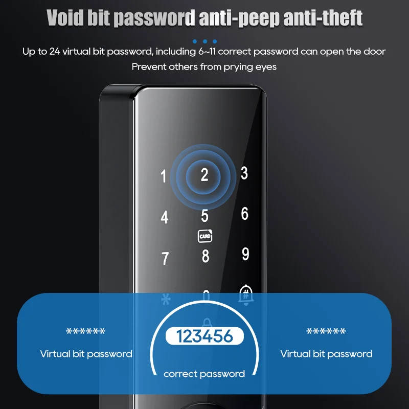 Tuya Wifi Digital Electronic Smart Door Lock Fingerprint Smart Card Password Key Unlock Advanced Security Convenience